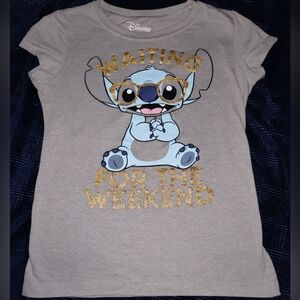 Disney Gray Girls Size L. Tee with  Glittery Stitch Design.